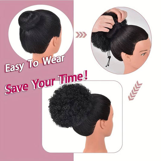 Afro Puff Drawstring Ponytail Bun Extensions Colour #black