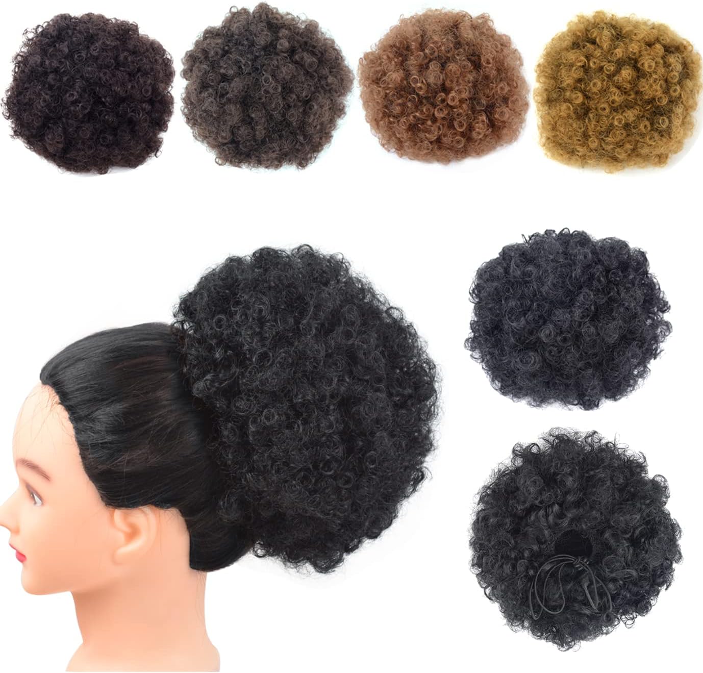 Afro Puff Drawstring Ponytail Bun Extensions Colour #black